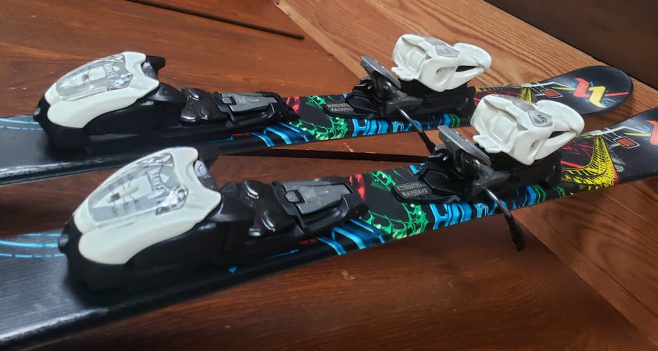 118cm KIDS SKIS VOLKL LEDGE TWIN TIPS with Jr. Marker 4.5 EZ Adjust Bindings *USED* CLEAN