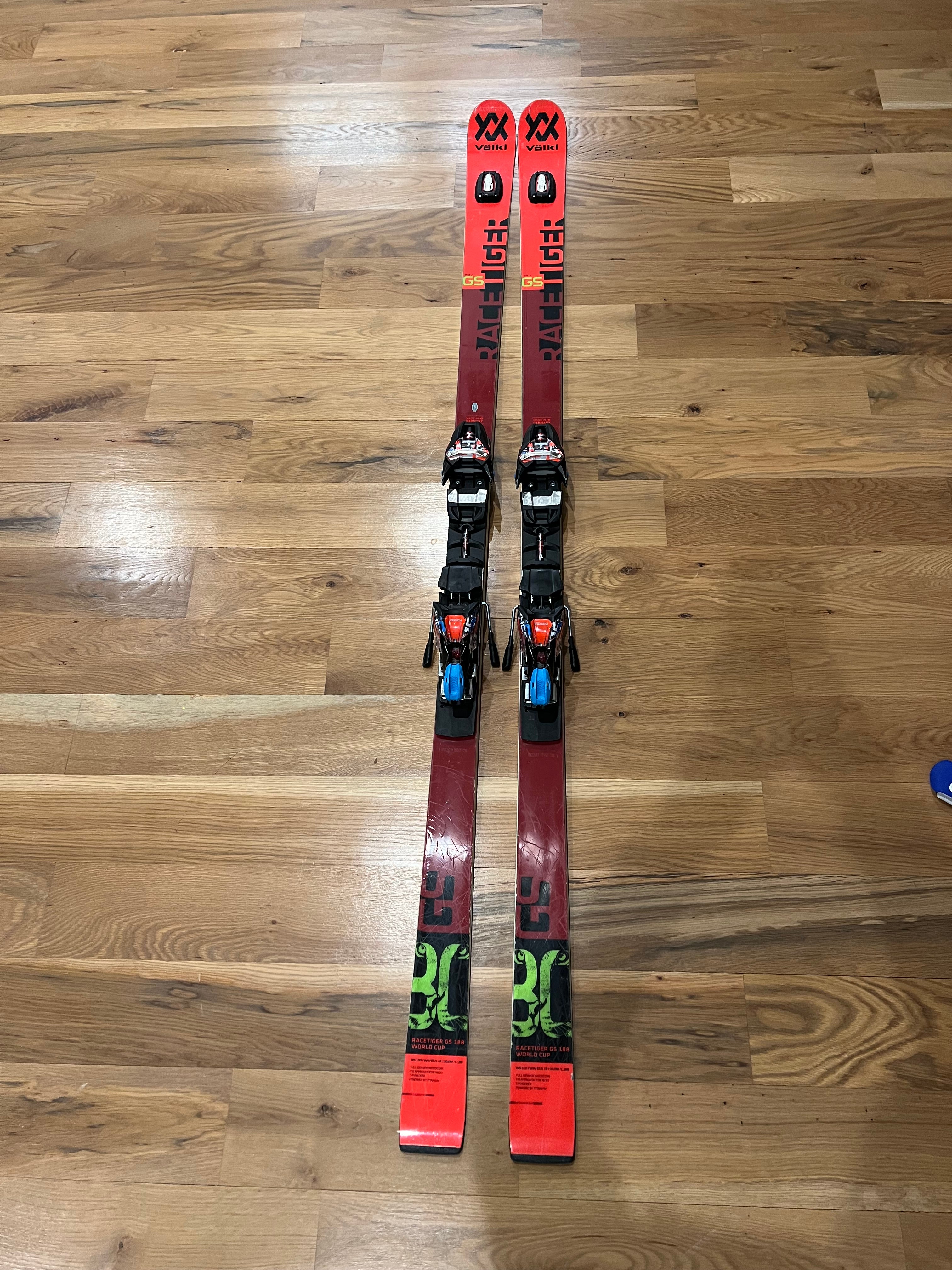 Volkl 188 cm Unisex Racetiger GS Skis With Bindings (Used