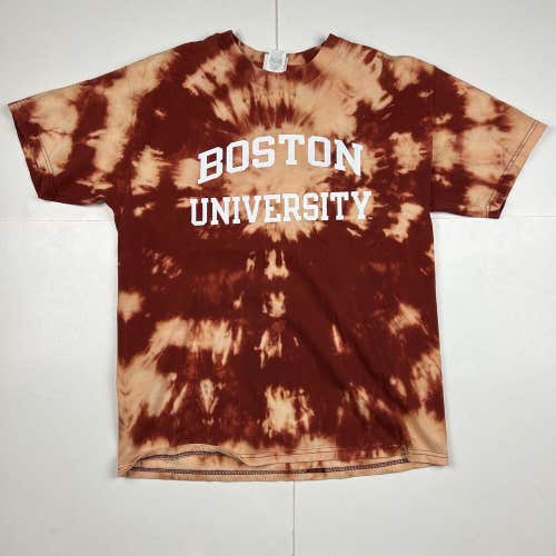Custom Boston University Terriers Bleach Tie Dye T-Shirt Champion Sz L