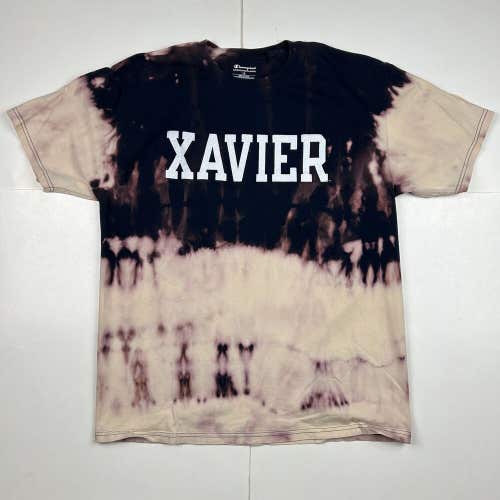 Custom Xavier University Muskateers Bleach Tie Dye T-Shirt Champion Sz L