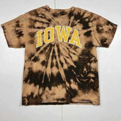 Custom University of Iowa Hawkeyes Bleach Tie Dye T-Shirt Sz Small