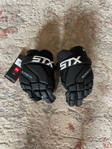 New Black  STX Surgeon Lacrosse Gloves Size Large