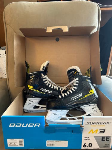 Used Bauer Extra Wide Width Size 6 Supreme M3 Hockey Skates