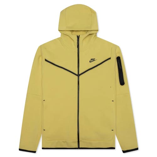 Nike Sportswear Tech Fleece Full Zip Hoodie Saturn Gold Black CU4489-700 Size M