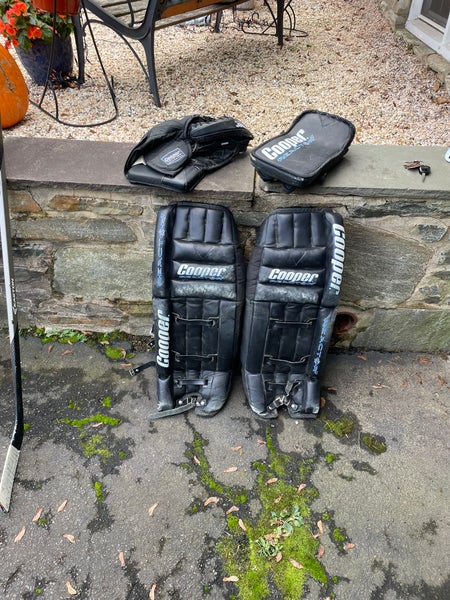 Used Cooper Reactor Leg Pads, Blocker & Glove