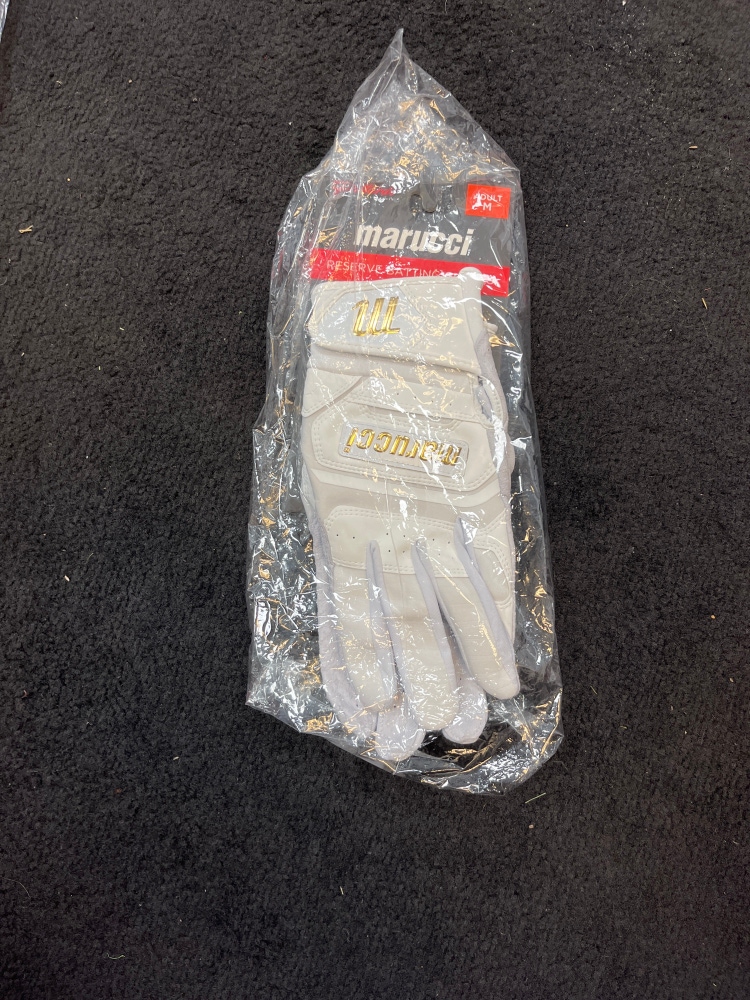 Marucci reserve batting gloves white gold adult medium