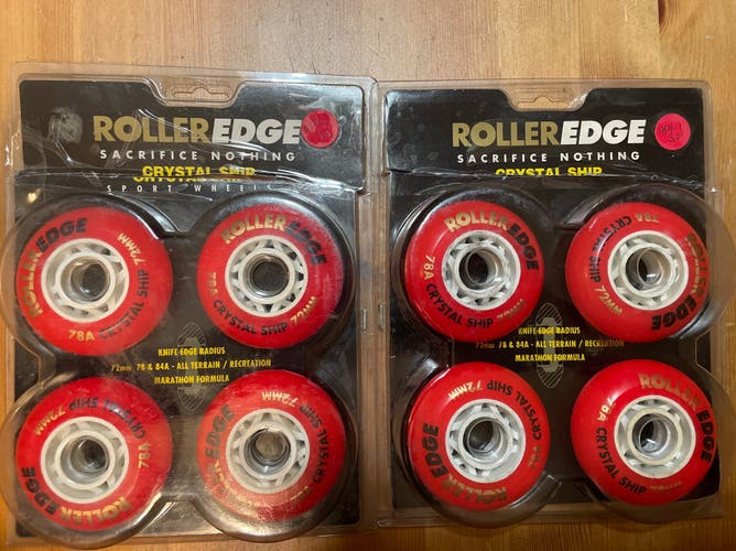 Roller Edge  crystal ship Roller blades replacement wheels 2pk   72MM 78A