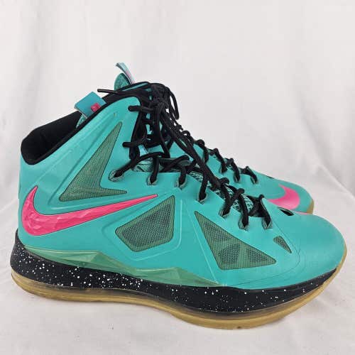 Size 10 - 2012 Nike LeBron X 10+ South Beach Athletic Sneakers 542244-103