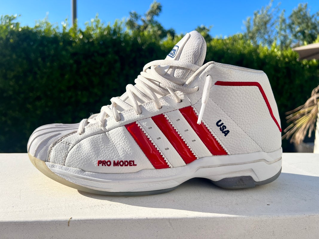Adidas Dual Threat Basketball Shoes USA Flag White Blue Red D69448 Size 12  Used