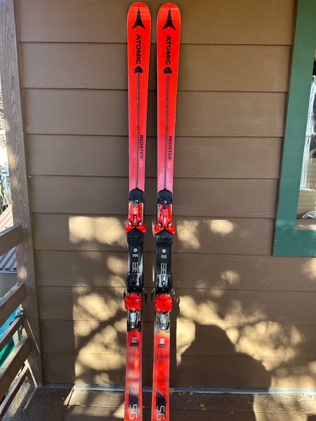 Used 2021 Atomic 185 cm Racing Redster SG Skis With Atomic X12 bindings Max Din 12