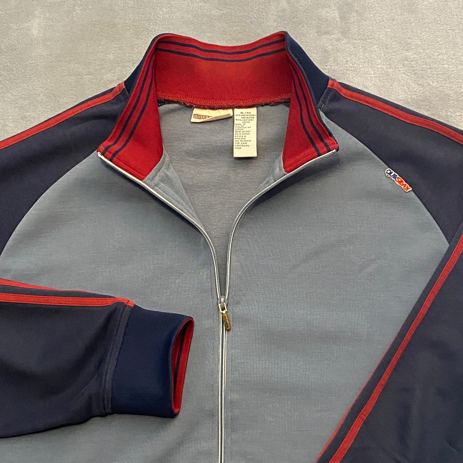 Vintage Quiksilver Track Jacket Men XL Blue Full Zip Logo 90s California Surfer