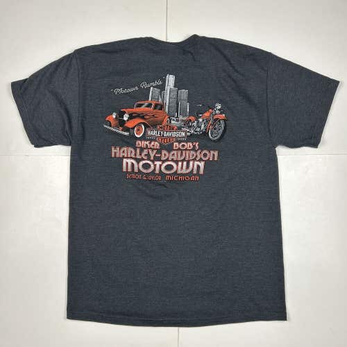 Y2K Harley-Davidson Motorcycles Biker Bob's Motown Pocket T-Shirt Sz L