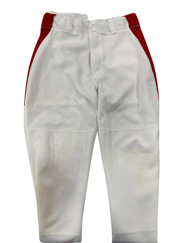 Used Alleson YOUTH MED RED STRIPED CUFFED BB PANTS MD Baseball and Softball  Bottoms Baseball and Softball Bottoms