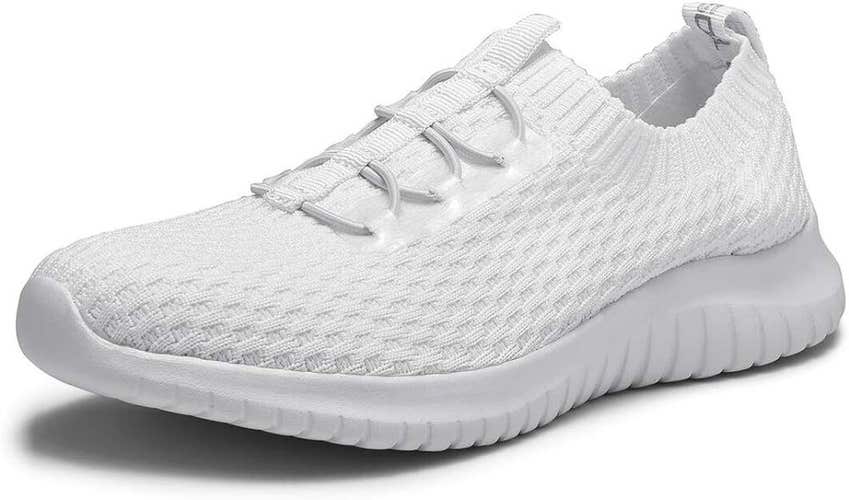 TIOSEBON Women's Ultralight Casual Walking Shoes Memory Foam White Size 11