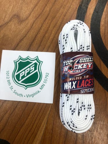 4 pack Top Shelf White Hockey Laces-Wax 72”