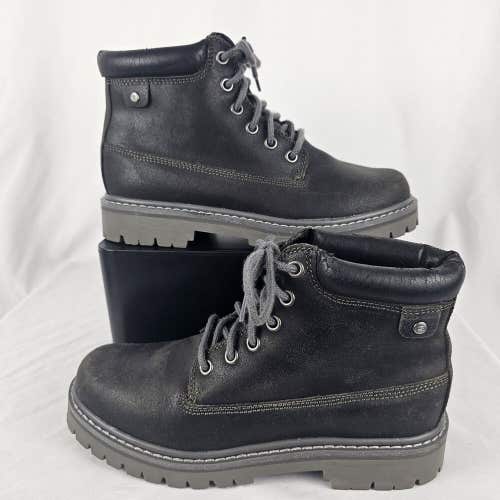 Skechers Womens Leather Authentic Combat Work Boots Black 47937 Size 7.5