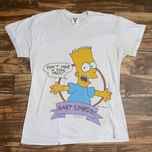 Vintage 1990 Bart Simpsons Don't Have a Cow Man Single Stitch Graphic T-Shirt L