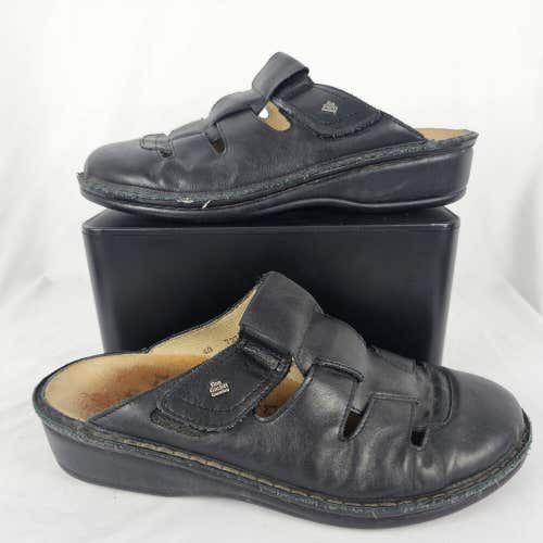Finn Comfort Java Black Leather Fisherman Mule Clog Strap Sandals Size 40 (9.5)