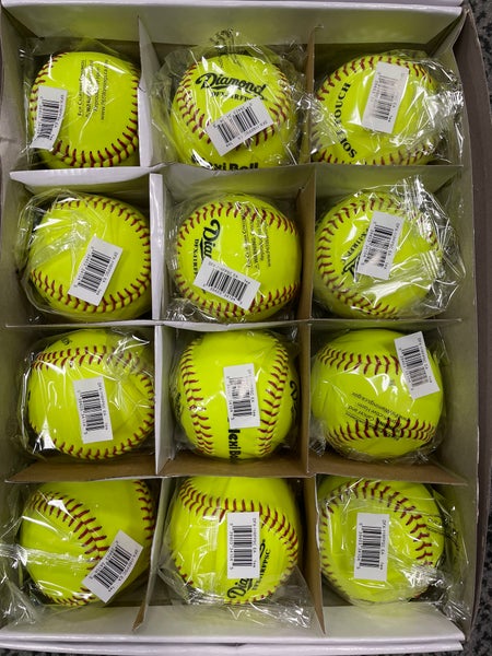 (4 Pack) Worth 12 Yellow Practice Slowpitch Softballs