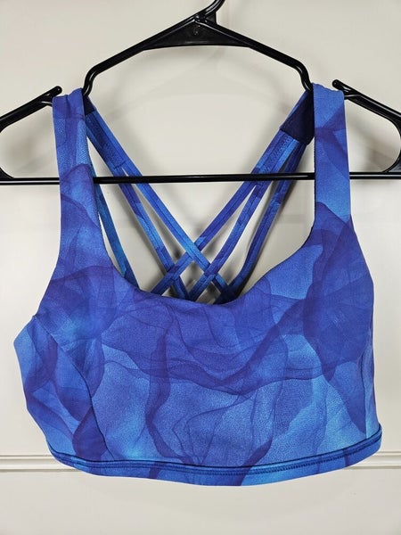 Lululemon Free To Be Tranquil Sports Bra Luxtreme Midnight Tulle Multi Blue  Sz 8