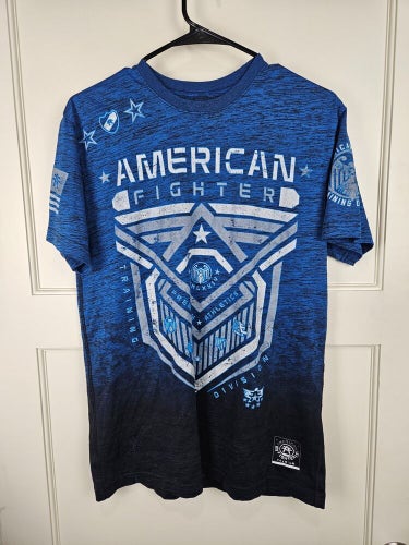 American Fighter Mens Blue Training T-Shirt UFC MMA Gym Workout Size: M
