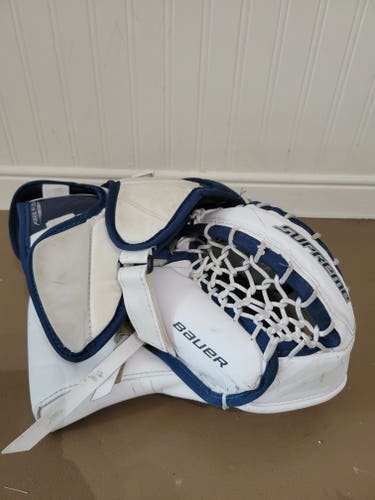 Used Regular Bauer Supreme S170 Junior Goalie Catching Glove and S27 Blocker Glove