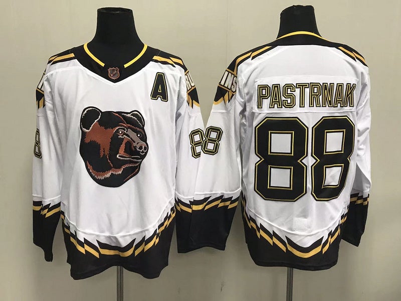 David Pastrnak #88 White Boston Bruins Hockey Men's Jersey Stitched Size 52