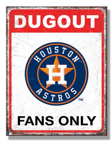 Houston Astros Fans Only Dugout Tin Sign 16'' x 12.5''
