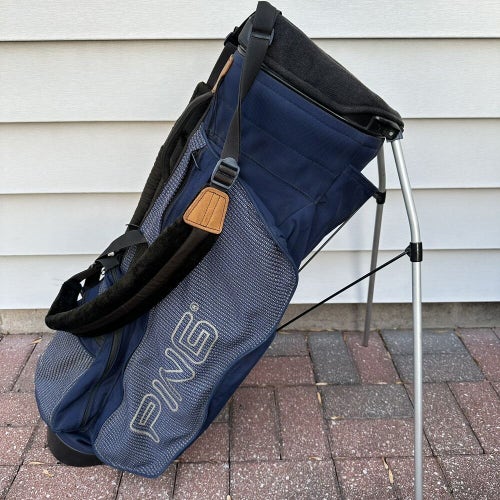 Vintage Ping Hoofer Stand Carry Golf Bag Dark Blue Black 4 Way Dual Straps