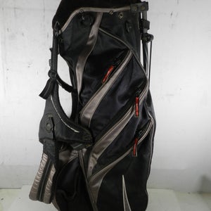 NIKE Black & Silver Stand Golf Bag Double Carry Strap, 6 Way Divider, 8 Pockets