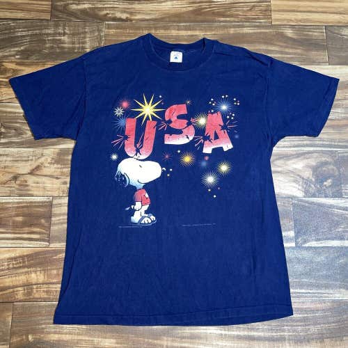 Vintage 90s Snoopy Peanuts USA Fireworks 4th Of July T-Shirt Size Large