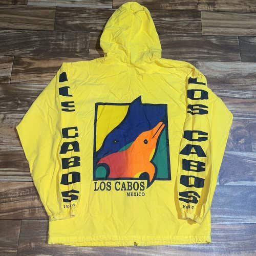 Los Cabos Mexico Lightweight Hoodie Dolphin Graphic Spellout Size Large 40