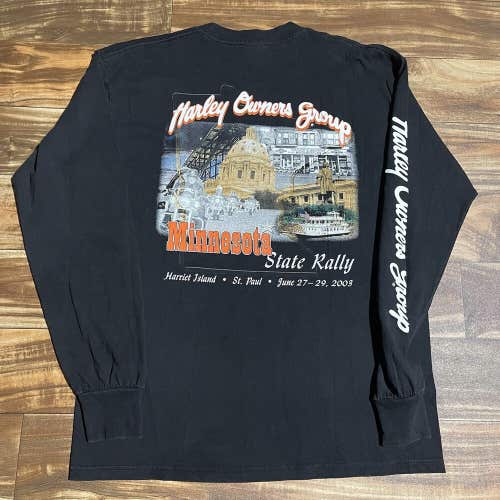Vintage Harley Davidson Owners Group Minnesota HOG Graphic T-Shirt Size Large L
