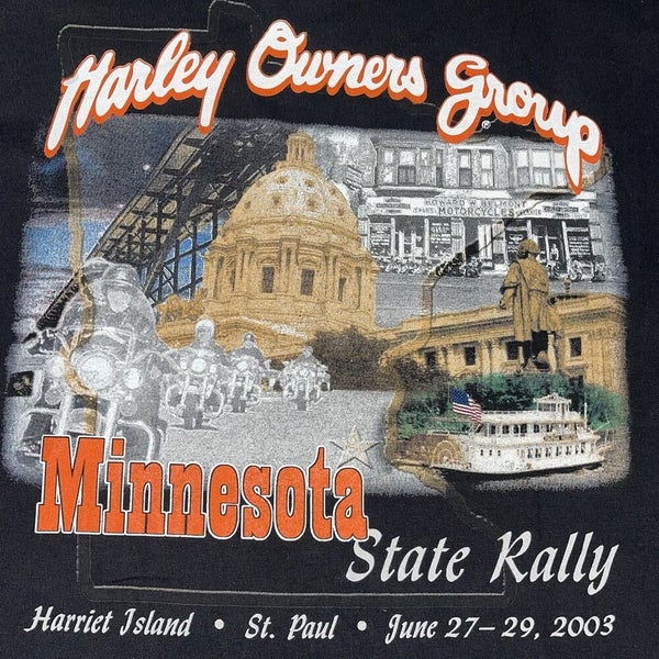 Vintage Harley Davidson Owners Group Minnesota HOG Graphic T-Shirt