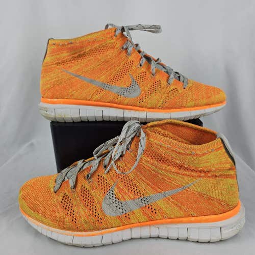 Nike 639700-800 Free Flyknit Chukka Total Orange Volt Mens Sneakers Size 10.5