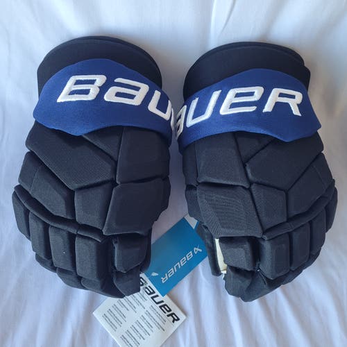 new pro stock 13" Bauer MACH gloves flex cuffs black/blue/white