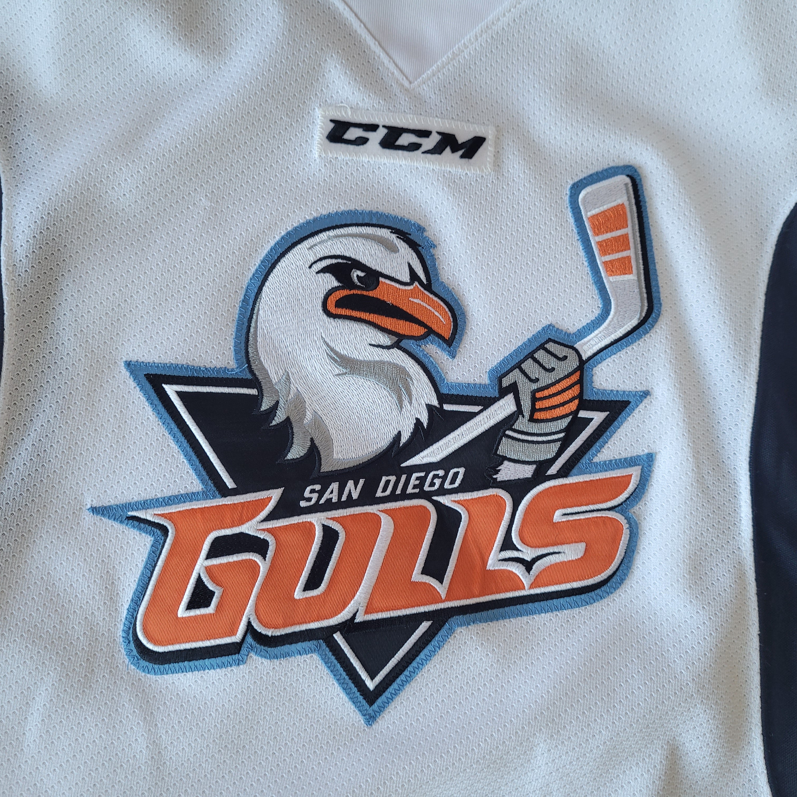 pro stock CCM AHL San Diego Gulls 56 white practice jersey