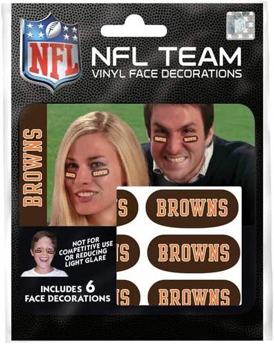 Cleveland Browns NFL Eye Black Strips - 6 Vinyl Face Decorations
