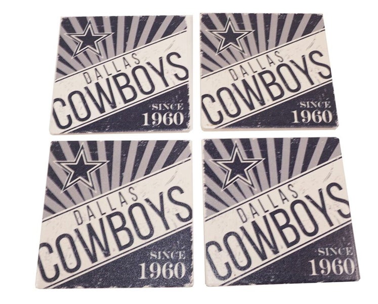 4 PC Lot Dallas Cowboys Since 1960 NFL Football Burst Logo Ceramic