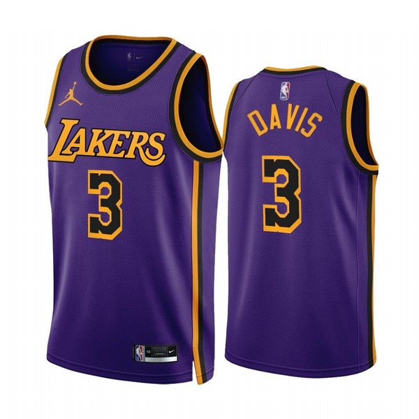 Men 3 Anthony Davis Jersey Purple Los Angeles Lakers Jersey Hardwood  Classics