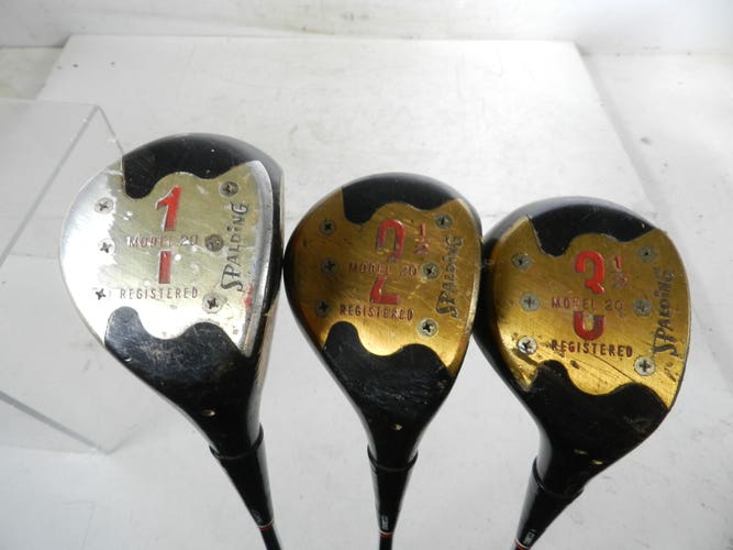 RARE Spalding Robt T. Jones Jr Signature Model 20 Golf Club Wood Set 1, 2, & 3