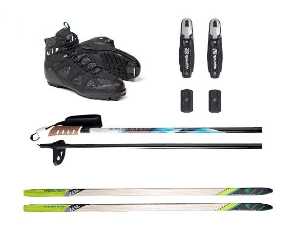 Whitewoods 75mm 3-Pin Cross Country Ski Package, 177cm (for Skiers 121-150 lbs.)