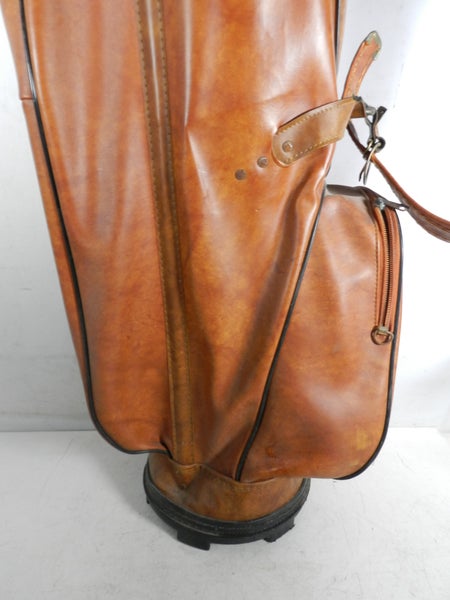 Vintage AJAY A Fuqua Company Brown Leather Golf Carry Bag 14 Way