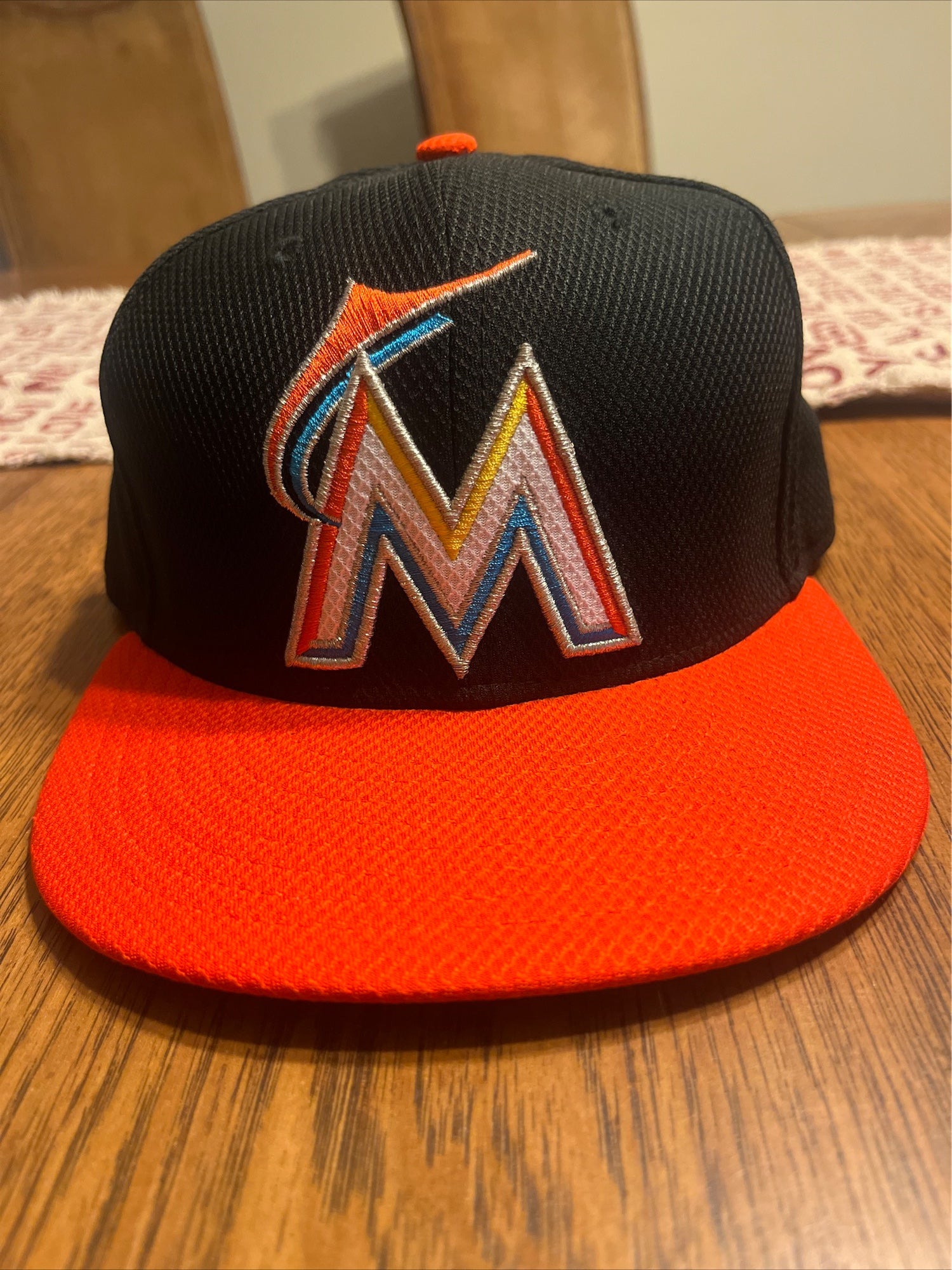 Miami Marlins BAYCIK Black-Orange Fitted Hat by New Era