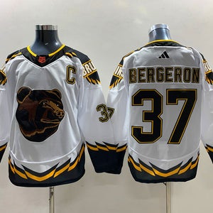 Patrice Bergeron White Boston Bruins Hockey Men's Jersey Stitched Size 56