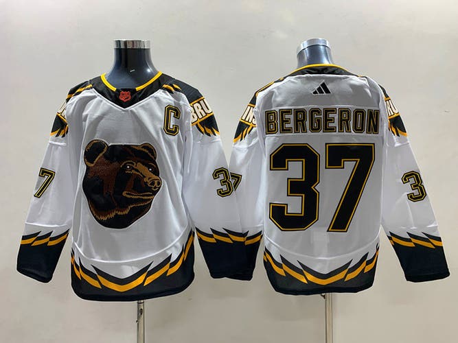 Patrice Bergeron White Boston Bruins Hockey Men's Jersey Stitched Size 54