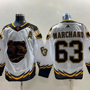 Brad Marchand White Boston Bruins Hockey Men's Jersey Stitched Size 52