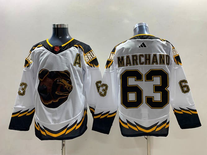 Brad Marchand White Boston Bruins Hockey Men's Jersey Stitched Size 56