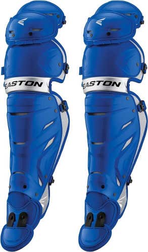 NWT Easton Pro X Catcher's Leg Guards Intermediate (Ages 12-15) Royal Blue Slvr