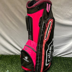 Used Callaway CHEV 14 Way Golf Cart Carry Bag Pink/Black DragonRidge CC